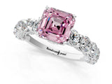 White gold Fancy Pink Asscher Cut Diamond Side Stone Engagement Ring with Four-Prong Setting_37