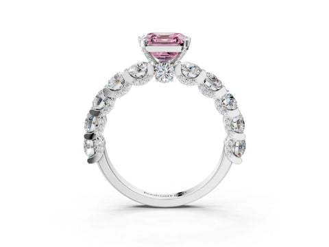 White gold Fancy Pink Asscher Cut Diamond Side Stone Engagement Ring with Four-Prong Setting_39
