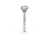 White gold Fancy Pink Asscher Cut Diamond Side Stone Solitaire Ring with Round  and Four-Prong Setting_108