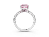 White gold Fancy Pink Asscher Cut Diamond Side Stone Solitaire Ring with Round  and Four-Prong Setting_108