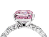 White gold Fancy Pink Asscher Cut Diamond Side Stone Solitaire Ring with Round  and Four-Prong Setting_109