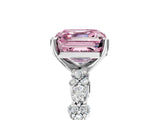 White gold Fancy Pink Asscher Cut Diamond Side Stone Solitaire Ring with Round  and Four-Prong Setting_110