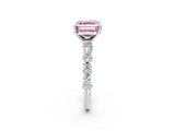 White gold Fancy Pink Asscher Cut Diamond Side Stone Solitaire Ring with Round  and Four-Prong Setting_26