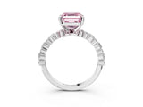 White gold Fancy Pink Asscher Cut Diamond Side Stone Solitaire Ring with Round  and Four-Prong Setting_27