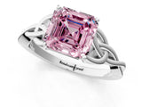 White gold Fancy Pink Asscher Cut Diamond Solitaire Celtic Knot Ring with Four-Prong Setting_58