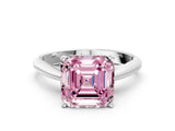 White gold Fancy Pink Asscher Cut Diamond Solitaire Engagement Ring with Cathedral Setting and Four-Prong Mount_24