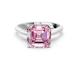 White gold Fancy Pink Asscher Cut Diamond Solitaire Engagement Ring with Cathedral Setting and Four-Prong Mount_81