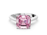 White gold Fancy Pink Asscher Cut Diamond Solitaire Engagement Ring with Cathedral Setting and Four-Prong Mount_84