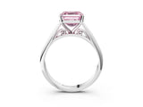 White gold Fancy Pink Asscher Cut Diamond Solitaire Engagement Ring with Cathedral Setting and Four-Prong Mount_90