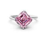 White gold Fancy Pink Asscher Cut Diamond Solitaire Engagement Ring with Four-Prong Setting and Classic Band_65