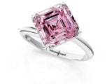 White gold Fancy Pink Asscher Cut Diamond Solitaire Engagement Ring with Four-Prong Setting and Classic Band_91