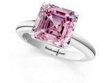 White gold Fancy Pink Asscher Cut Diamond Solitaire Engagement Ring with Round Band and Four-Prong Setting_114