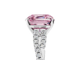 White gold Fancy Pink Asscher Cut Diamond Solitaire Engagement Ring with Twisted Pavé Band and Four-Prong Setting_112