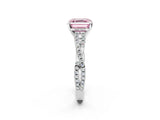 White gold Fancy Pink Asscher Cut Diamond Solitaire Engagement Ring with Twisted Pavé Band and Four-Prong Setting_98
