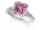 White gold Fancy Pink Asscher Cut Diamond Solitaire Engagement Ring with Twisted Pavé Band and Four-Prong Setting_98