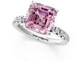 White gold Fancy Pink Asscher Cut Diamond Solitaire Pavé Engagement Ring with Round Band and Prong Setting_13