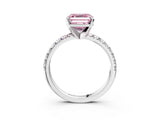 White gold Fancy Pink Asscher Cut Diamond Solitaire Pavé Engagement Ring with Round Band and Prong Setting_51