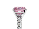 White gold Fancy Pink Asscher Cut Diamond Solitaire Pavé Engagement Ring with Round Band and Prong Setting_53