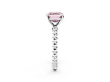 White gold Fancy Pink Asscher Cut Diamond Solitaire Ring with Beaded Band and Prong Setting_114