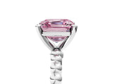 White gold Fancy Pink Asscher Cut Diamond Solitaire Ring with Beaded Band and Prong Setting_117