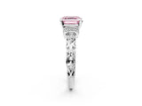 White gold Fancy Pink Asscher Cut Diamond Solitaire Ring with Filigree Band and Four-Prong Setting_19