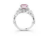 White gold Fancy Pink Asscher Cut Diamond Solitaire Ring with Filigree Band and Four-Prong Setting_20
