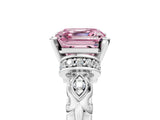 White gold Fancy Pink Asscher Cut Diamond Solitaire Ring with Filigree Band and Four-Prong Setting_22