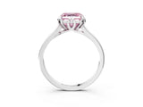 White gold Fancy Pink Asscher Cut Diamond Solitaire Ring with Flower Prong Setting and Classic Band_129