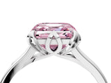 White gold Fancy Pink Asscher Cut Diamond Solitaire Ring with Flower Prong Setting and Classic Band_130