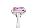 White gold Fancy Pink Asscher Cut Diamond Solitaire Ring with Flower Prong Setting and Classic Band_138