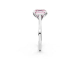 White gold Fancy Pink Asscher Cut Diamond Solitaire Ring with Flower Prong Setting and Classic Band_14