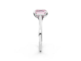 White gold Fancy Pink Asscher Cut Diamond Solitaire Ring with Flower Prong Setting and Classic Band_140