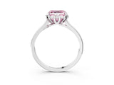 White gold Fancy Pink Asscher Cut Diamond Solitaire Ring with Flower Prong Setting and Classic Band_141