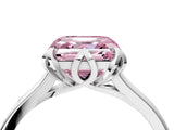 White gold Fancy Pink Asscher Cut Diamond Solitaire Ring with Flower Prong Setting and Classic Band_142