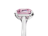 White gold Fancy Pink Asscher Cut Diamond Solitaire Ring with Flower Prong Setting and Classic Band_143