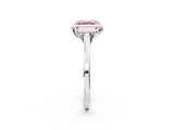 White gold Fancy Pink Asscher Cut Diamond Solitaire Ring with Flower Prong Setting and Classic Band_15