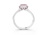 White gold Fancy Pink Asscher Cut Diamond Solitaire Ring with Flower Prong Setting and Classic Band_16