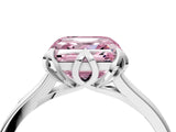 White gold Fancy Pink Asscher Cut Diamond Solitaire Ring with Flower Prong Setting and Classic Band_17