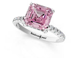 White gold Fancy Pink Asscher Cut Diamond Solitaire Ring with Four-Prong Setting and Pavé Band_4