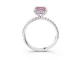 White gold Fancy Pink Asscher Cut Diamond Solitaire Ring with Four-Prong Setting and Pavé Band_6