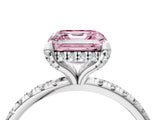 White gold Fancy Pink Asscher Cut Diamond Solitaire Ring with Four-Prong Setting and Pavé Band_7
