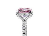 White gold Fancy Pink Asscher Cut Diamond Solitaire Ring with Four-Prong Setting and Pavé Band_8