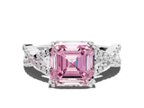 White gold Fancy Pink Asscher Cut Diamond Solitaire Ring with Four-Prong Setting and Twisted Pavé Band_17