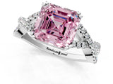 White gold Fancy Pink Asscher Cut Diamond Solitaire Ring with Four-Prong Setting and Twisted Pavé Band_18