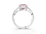 White gold Fancy Pink Asscher Cut Diamond Solitaire Ring with Four-Prong Setting and Twisted Pavé Band_20
