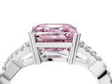 White gold Fancy Pink Asscher Cut Diamond Solitaire Ring with Four-Prong Setting and Twisted Pavé Band_21