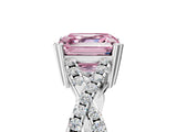 White gold Fancy Pink Asscher Cut Diamond Solitaire Ring with Four-Prong Setting and Twisted Pavé Band_22