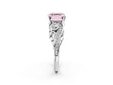 White gold Fancy Pink Asscher Cut Diamond Solitaire Ring with Milgrain Pavé Band and Four-Prong Setting_56