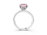 White gold Fancy Pink Asscher Cut Diamond Solitaire Ring with Pavé Band and Four-Prong Setting_67