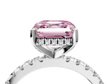 White gold Fancy Pink Asscher Cut Diamond Solitaire Ring with Pavé Band and Four-Prong Setting_68
